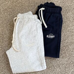 2 PAIR   Old Navy Logo high waisted Joggers - Navy and light gray heather